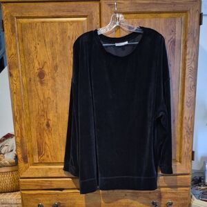 Elegant Plus Size Black Velvet Women's Top 3X